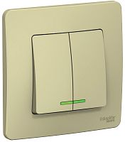 Выключатель с подсветкой с рамкой Systeme Electric Blanca 2-кл. бежевый картинка